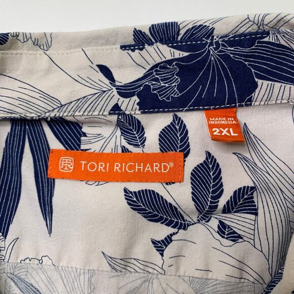 Tori Richard Shirt Mens 2XL Palmwave Floral Hawaiian Tropical Cotton Button Up - Picture 5 of 8